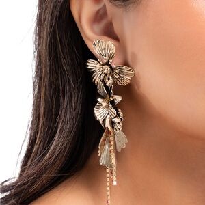 Gold Floral Drop Earrings
